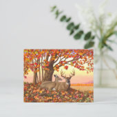 ニューイングランドの秋にホワイトテールディアー紅葉 ポストカード (スタンド正面)