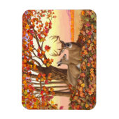 ニューイングランドの秋にホワイトテールディアー紅葉 マグネット (縦)