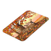 ニューイングランドの秋にホワイトテールディアー紅葉 マグネット (左側)