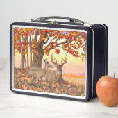 ニューイングランドの秋にホワイトテールディアー紅葉 メタルランチボックス (インサイチュ)