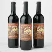 ニューイングランドの秋にホワイトテールディアー紅葉 ワインラベル (ボトル)