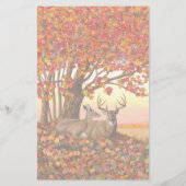 ニューイングランドの秋にホワイトテールディアー紅葉 便箋 (裏面)
