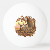 ニューイングランドの秋にホワイトテールディアー紅葉 卓球ボール (裏面)
