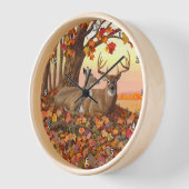 ニューイングランドの秋にホワイトテールディアー紅葉 壁時計 (傾斜)