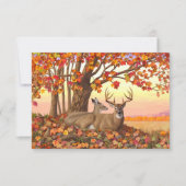 ニューイングランドの秋にホワイトテールディアー紅葉 招待状 (正面)