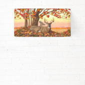 ニューイングランドの秋にホワイトテールディアー紅葉 横断幕 (インサイチュ)