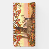 ニューイングランドの秋にホワイトテールディアー紅葉 横断幕 (縦)