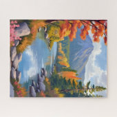 ニューイングランドの秋 紅葉の風景画 ジグソーパズル (横)