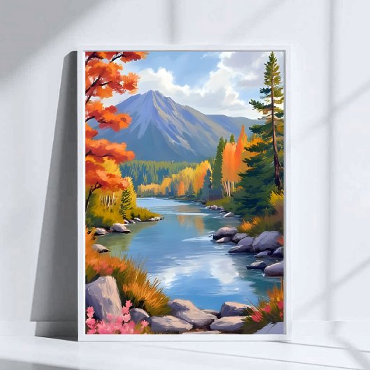 ニューイングランドの秋 紅葉の風景画 ポスター