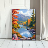 ニューイングランドの秋 紅葉の風景画 ポスター