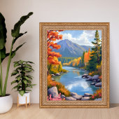ニューイングランドの秋 紅葉の風景画 ポスター