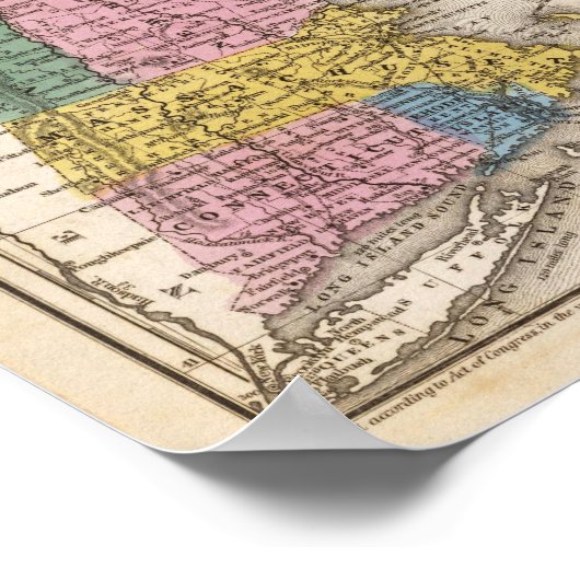 ニューイングランドまたは東部の州の地図 ポスター (角)