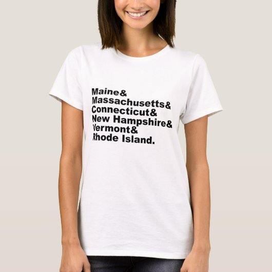 ニューイングランドを構成する6つの北東部の州 Tシャツ (正面)
