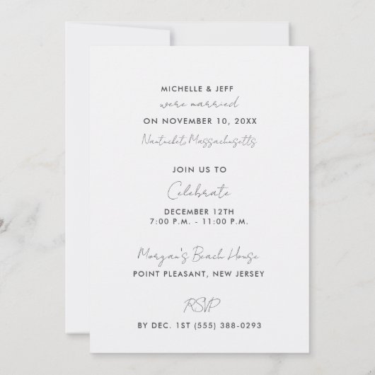 ニューイングランドビーチ極秘結婚発表 招待状 (裏面)