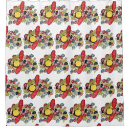 ニューイングランドロブスタークランベイシーフードディナー シャワーカーテン