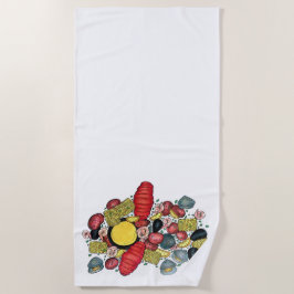 ニューイングランドロブスタークランベイシーフードディナー ビーチタオル