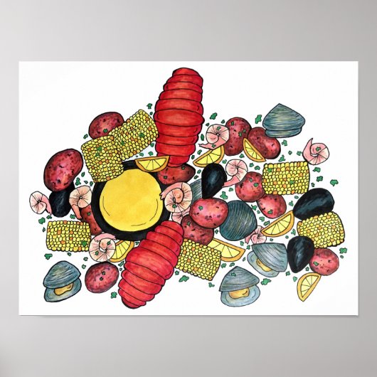 ニューイングランドロブスタークランベイシーフードディナー ポスター (正面)