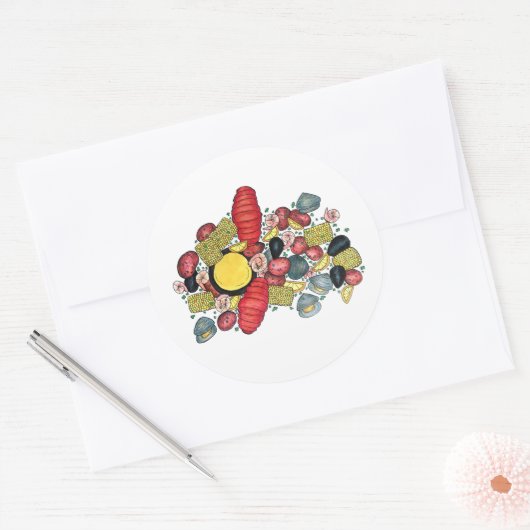 ニューイングランドロブスタークランベイシーフードディナー ラウンドシール (封筒)