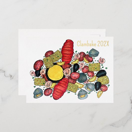 ニューイングランドロブスタークランベイシーフードディナー 箔シーズンポストカード (正面/裏面)