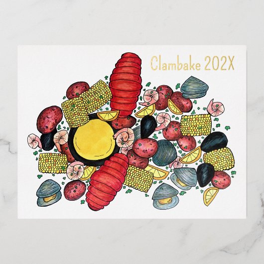 ニューイングランドロブスタークランベイシーフードディナー 箔シーズンポストカード (正面)