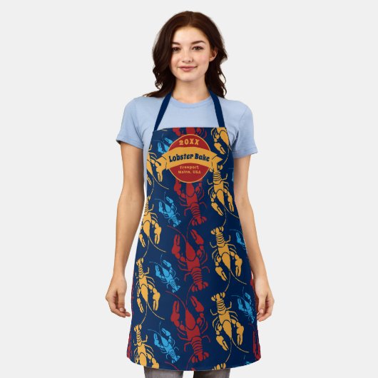 ニューイングランドロブスターベイクカスタム文字 エプロン (着用した状態)