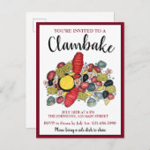 ニューイングランドロブスターボイルクランベイシーフードディナー インビテーションポストカード (正面/裏面)