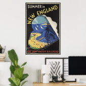 ニューイングランドヴィンテージ旅行ポスター広告レトロプリント ポスター (ホームオフィス)