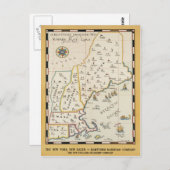 ニューイングランド地図旅行ポスター葉書 ポストカード (正面/裏面)