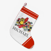 ニューイングランド夏クラムベークシーフードディナーフード スモールクリスマスストッキング (正面 (吊り時))