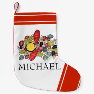 ニューイングランド夏クラムベークシーフードディナーフード スモールクリスマスストッキング