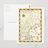 ニューイングランド夏遊地ヴィンテージマップ ポストカード (正面/裏面)