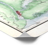 ニューイングランド沿岸地図(1864) – 改良されたTXT ポスター (角)