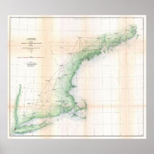 ニューイングランド沿岸地図(1864) – 改良されたTXT ポスター