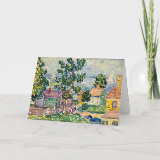 ニューイングランド沿岸村 | モーリス・プレンダーガスト カード (正面)