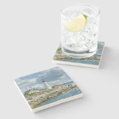 ニューイングランド灯台の海岸景観 ストーンコースター (横)