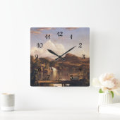 ニューイングランド風景無料エドウィン教会 スクエア壁時計 (ホーム)