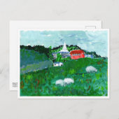 ニューイングランド風景葉書に入った羊 ポストカード (正面/裏面)