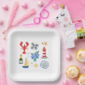 ニューイングランド・シーフードをテーマにしたディナー ペーパープレート (パーティー)