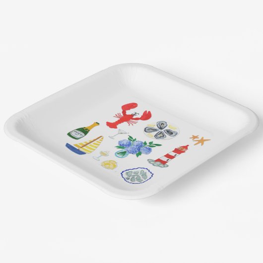 ニューイングランド・シーフードをテーマにしたディナー ペーパープレート (傾斜あり)