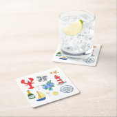 ニューイングランド シーフード テーマ スクエアペーパーコースター (インサイチュ)