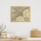 ニューイングランド・ニュージャージー・ニューヨークの地図1747 ポスター (キッチン)