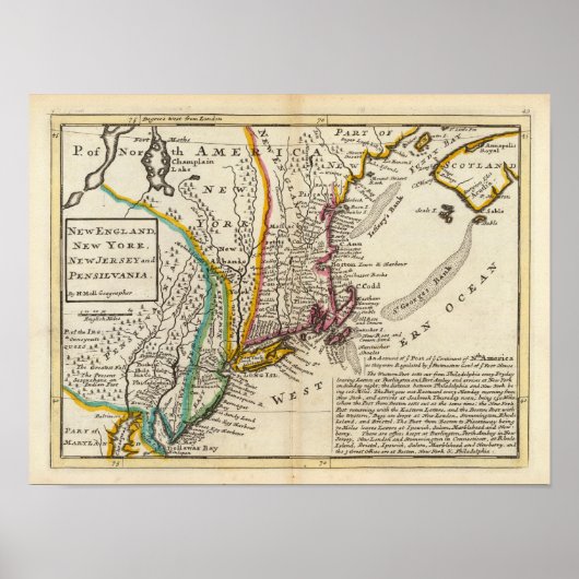 ニューイングランド、ニューヨーク、ニュージャージー、ペンシルバニア ポスター (正面)