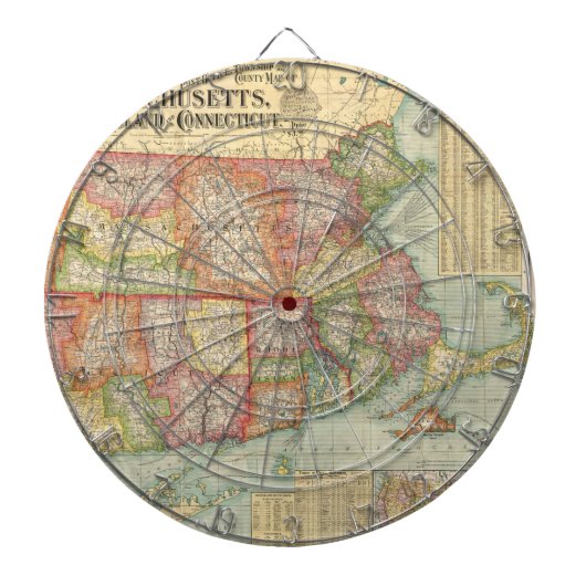 ニューイングランドStates (1900年)のヴィンテージの地図 ダーツボード (正面)