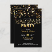 ニューイヴパーティの招待状金ゴールドスターズ 招待状 (正面/裏面)