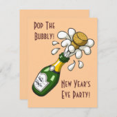 ニューイヴパーティーシャンパン招待状 招待状 (正面/裏面)