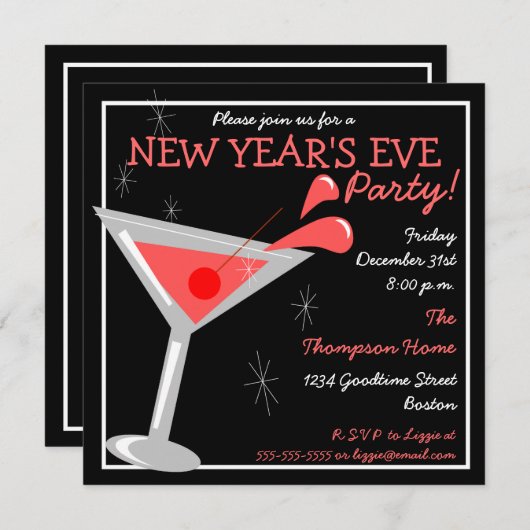 ニューイヴマルティーニカクテルパーティの招待状 招待状 (正面/裏面)