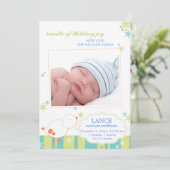 ニューウィンター男の赤ちゃんフラットフォト誕生 案内状 (スタンド正面)