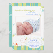 ニューウィンター男の赤ちゃんフラットフォト誕生 案内状 (正面/裏面)