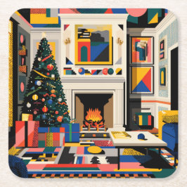 ニューウェーブ 1980年代 ポップアート クリスマスコースター スクエアペーパーコースター