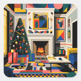 ニューウェーブ 1980年代 ポップアート クリスマス スクエアシール